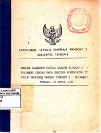 Gubernur Kepala Daerah Tingkat I Sulawesi Tengah : Amanat Gubernur kepala Daerah ...