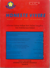 Jurnal Hukum Honeste Vivere : Hidup jujur Dan Terhormat